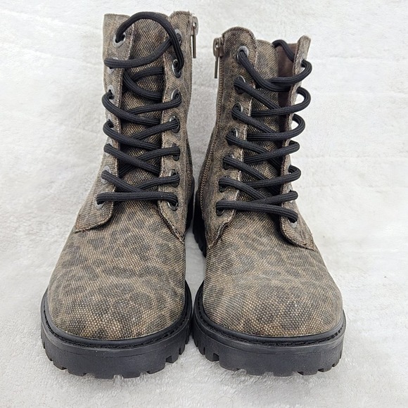 Blowfish Malibu Reilly Combat Boots Sz 6 Brown Leopard Print Lace Up Streetwear - Picture 4 of 9